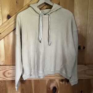 Aerie Beige Ribbed Hoodie